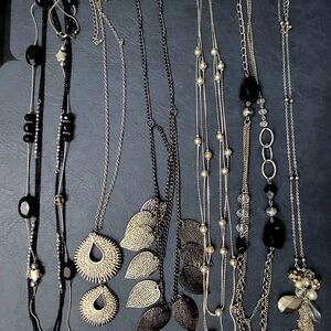 Chic Silver and Black Necklace Collection
